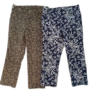 Lot 2 Rafaella Casual Comfort Cropped Ankle Pants Animal Print & Floral Size 8